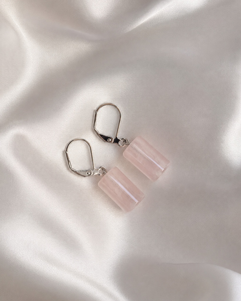 Rose Quartz Cylinder Earrings