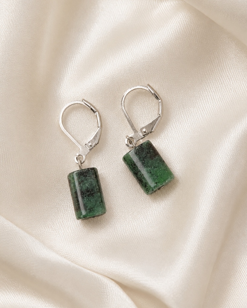 Ruby Zoisite Cylinder Earrings